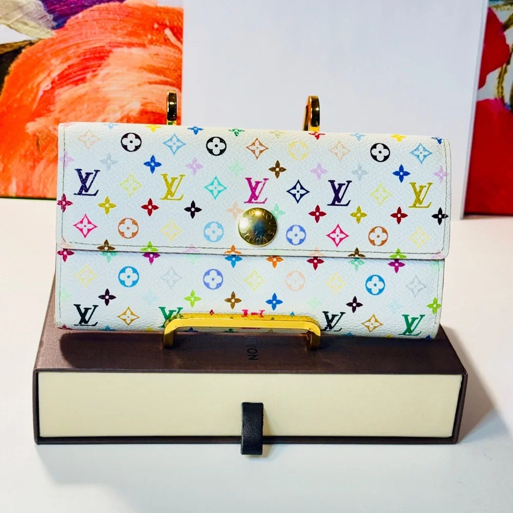 Louis Vuitton White Multicolor Monogram Wallet - Picture 1 of 15